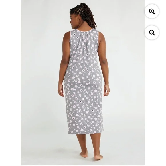 Joyspun Women’s Gray Floral Midi Chemise Size 3X NEW - Picture 2 of 10